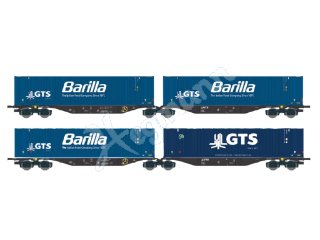 ACME 45111 Set mit 2 Containertragwagen beladen mit Wechselpritschen Barilla und GTS