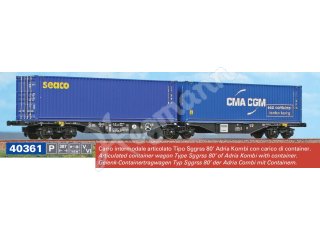 ACME 40361 H0 1:87 Gelenk-Containertragwagen Typ Sggrss 80’ der Adria Combi mit Containern.
