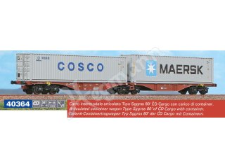 ACME 40364 H0 1:87 Gelenk-Containertragwagen Typ Sggrss 80’ der CD Cargo mit Containern