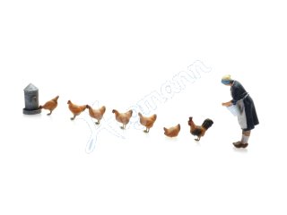 ARTITEC 387514 ready 1:87 Bäuerin mit Hühnern