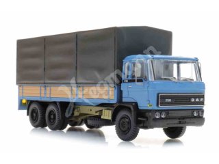 ARTITEC 48705211 ready 1:87 DAF Kipp-Fahrerhaus Kab B, Tandemachse Pritschen-LKW mit Plane, blau