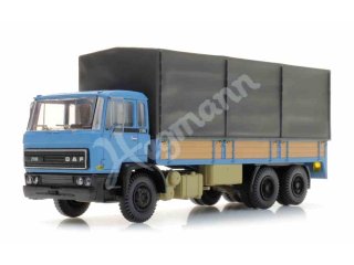 ARTITEC 48705211 ready 1:87 DAF Kipp-Fahrerhaus Kab B, Tandemachse Pritschen-LKW mit Plane, blau