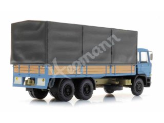 ARTITEC 48705211 ready 1:87 DAF Kipp-Fahrerhaus Kab B, Tandemachse Pritschen-LKW mit Plane, blau