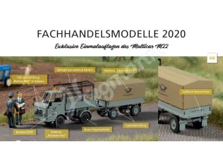 AUHAGEN 40501 H0 1:87 Multicar M22 mit Anhänger Post Fernmeldetechnik