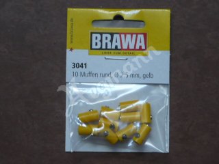 BRAWA 3041 Modellbahn-Muffen rund gelb 2,5 mm