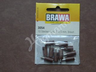 BRAWA 3054 Modellbahnstecker rund braun 2,5 mm