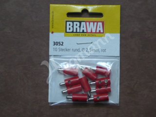 BRAWA 3052 Modellbahnstecker rund rot 2,5 mm