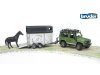 BRUDER 02592 Land Rover Defender Station Wagon mit Pferdeanhänger und 1 Pferd