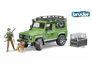 BRUDER 02587 Land Rover Defender Station Wagon mit Förster und Hund
