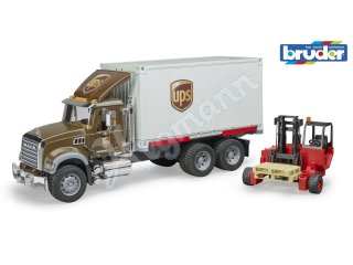 BRUDER 02828 MACK Granite UPS Logistik-LKW mit Mitnahmestapler