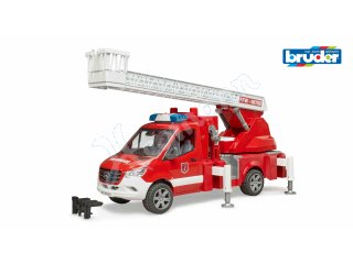 BRUDER 02673 MB Sprinter Feuerwehr mit Drehleiter, Pumpe und Light + Sound Modul