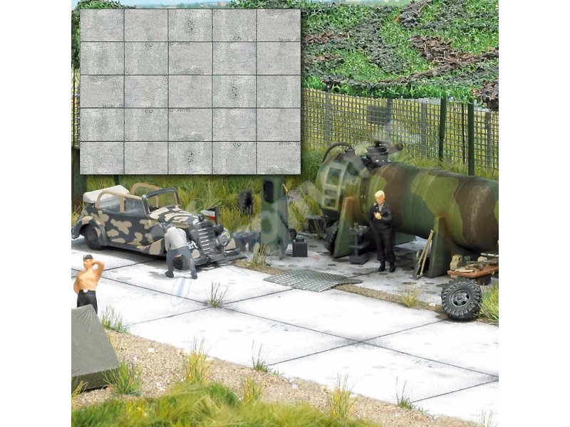 Betonplatten H0 Typischer Betonplattenboden wie er in Kasernen und