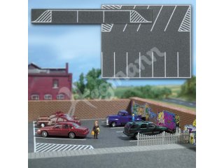 Parkplatz 120 x 100 mm und 4 Parkbuchten. Selbstklebend. Gleiche F