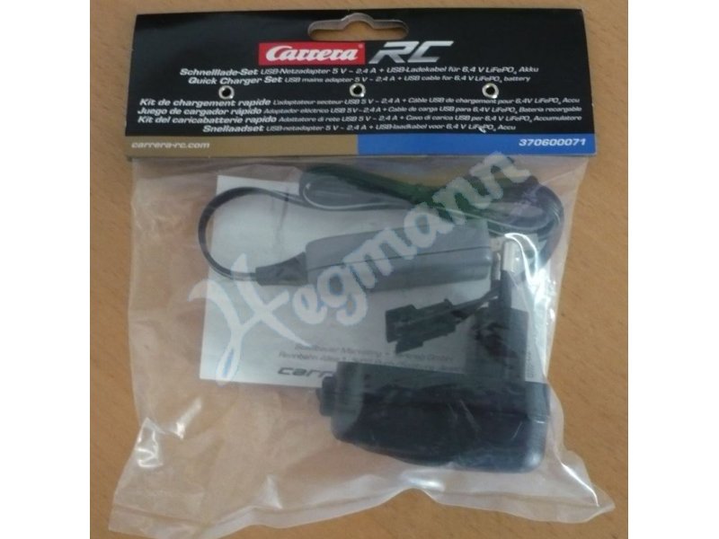 Quick Charger SET - 5V 2,4A U CARRERA RC SchnellladeSET 5V 2,4A USB GS  Netzteil USB Kabel fÃ¼r 6,4V LifePo4 Akku CARRERA 370600071