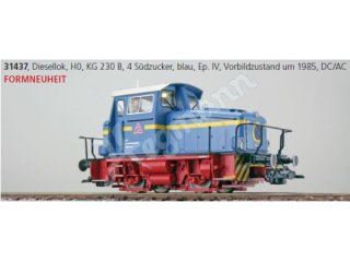 ESU 31437 Diesellok, KG230, 4 Südzucker, Ep IV, Sound+Rauch, el. Kupplung, DC/AC