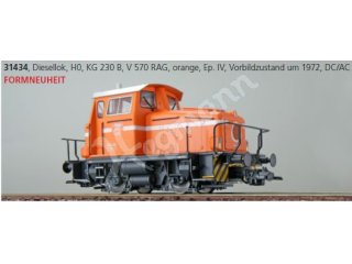 ESU 31434 Diesellok, KG230, V 570 RAG, Ep IV, Sound+Rauch, el. Kupplung, DC/AC