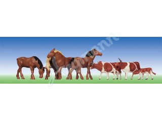 FALLER 154002 Pferde, Kühe braun gefleckt