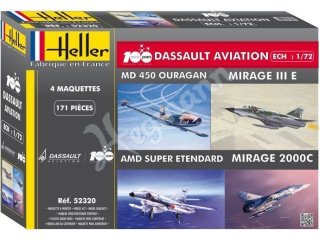 Heller 52320 Coffret 100 ANS Dassault Aviation(4model MirageIII+2000+S-Etendard+Ouragan