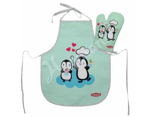 HELESS 223 Kinderschürze mit Topfhandschuh Pinguin