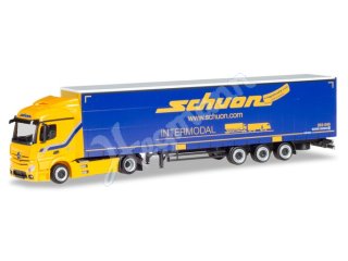 Herpa 933414 H0 1:87 Mercedes-Benz Actros Streamspace 2.3 Jumbogardinenplanen-Sattelzug 