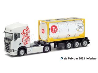 herpa 944168 H0 1:87 Scania CS 20 HD 20ft. Tankcontainer-Sattelzug „Raffles Lease“