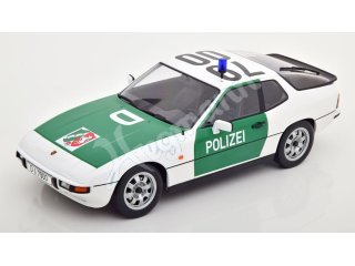 KK scale KKDC180723 Porsche 924 1985, Polizei Düsseldorf Germany, white/green/black