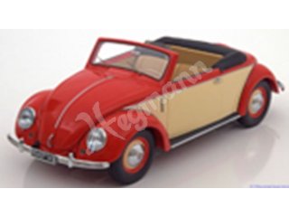 KK scale KKDC180111 VW Beetle Cabrio Hebmueller, 1949, red/creme