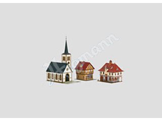 H0 1:87 Kirche, Geschäft und Rathaus