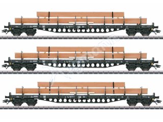 Rungenwagen-Set mit Holzbeladung