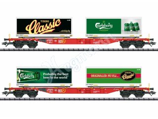 Containertragwagen-Set Carlsberg und Tuborg