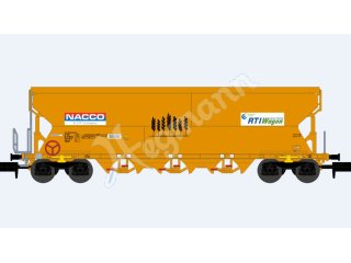 nme 211630 Getreidewagen Tagnpps 101m³ RTI Wagon, orange, NACCO, 1. Betr.nr.