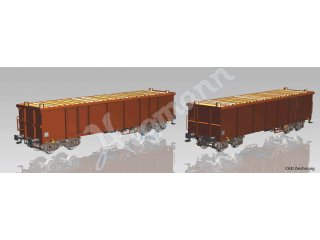 PIKO 58235 2er Set Offene Güterwagen Eaos DB AG VI mit Holzladung