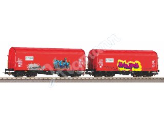 PIKO 58257 2er Set Schiebeplanenwagen Shimmns mit Graffiti Caib NS VI
