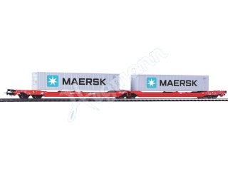 Taschenwagen T3000e Wascosa mit 2 Maersk 40´ Containern