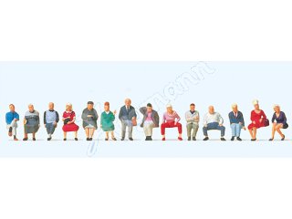 Sitzende Reisende. 12 Figuren