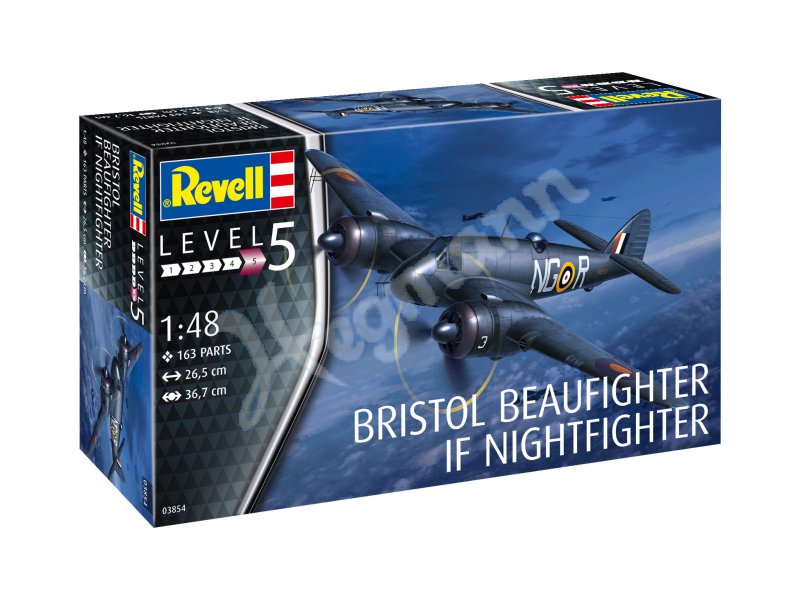 unlackiert Revell 03854 Beaufighter IF Nightfighter originalgetreuer Modellbausatz f/ür Experten