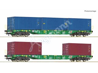 ROCO 76007 H0 2-tlg. Set: Containertragwagen,StB