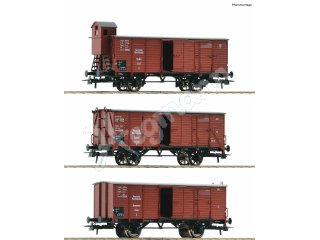 ROCO 6600037 H0 3-tlg. Set: Gedeckte Güterwagen, DRG