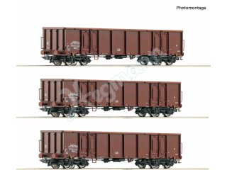 ROCO 6600103 H0 3-tlg. Set: Offene Güterwagen, DR