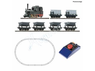 ROCO 31035 H0e Analog Start Set: Feldbahndampflokomotive mit Lorenzug