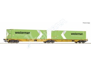 ROCO 76631 H0 1:87 Container-Doppeltragwagen + Westerman Container