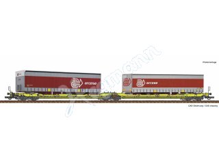 ROCO 77391 H0 1:87 Doppeltaschen-Gelenkwagen T3000e + Arcese Trailer