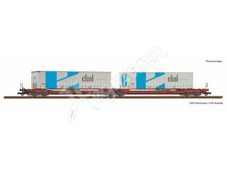 ROCO 77386 H0 1:87 Doppeltaschen-Gelenkwagen T3000e + Ekol Wechselbrücken