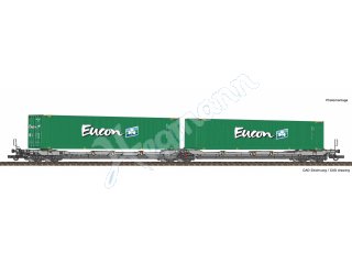 ROCO 77398 H0 1:87 Doppeltaschen-Gelenkwagen T3000e + Eucon Container