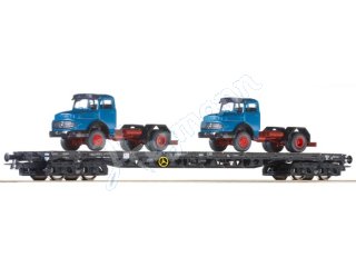 Roco 1:87 H0 Rungenwagen mit 2 Daimler-LKWs 2achs Rundhauber