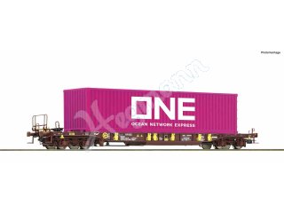 ROCO 76234 H0 1:87 Taschenwagen T3 + ONE Container