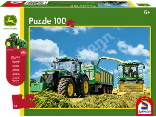 Schmidt-Spiele 56044 7310R Traktor mit 8600i Feldhäcksler, 100 Teile + SIKU Traktor
