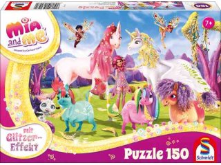 Schmidt-Spiele 56247 Glitzerpuzzle, Ankunft der Pony-Einhörner, 150 Teile