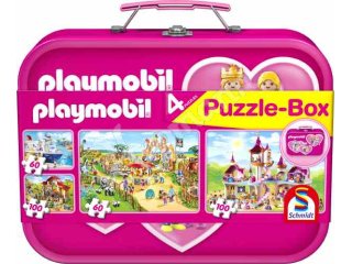 Schmidt-Spiele 56498 Playmobil, Puzzle-Box pink, 2x60, 2x100 Teile