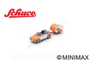 Schuco / MINIMAX 452677700 H0 1:87 VW Beetle Cabriolet open with trailer ES Piccolo